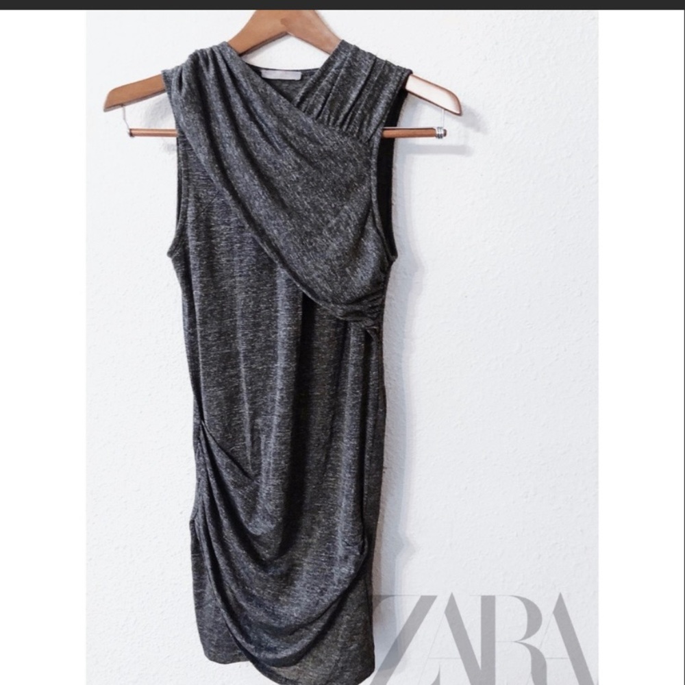 Zara faux wrap and side ruched dress